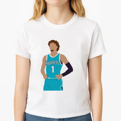 Lamelo - Basketball Unisex T-Shirt, worn by a female model