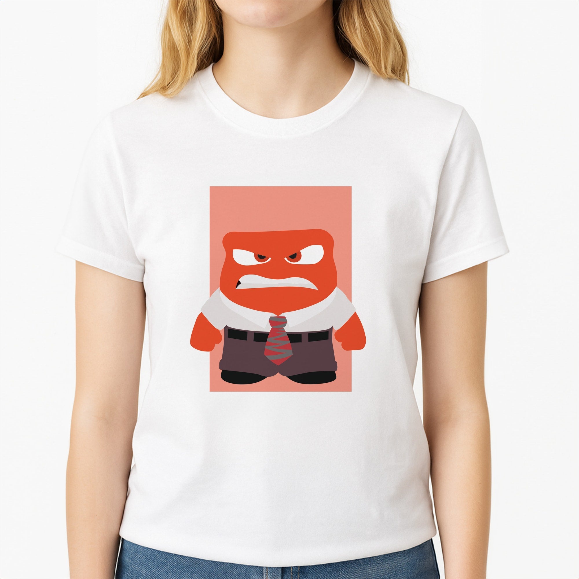 Anger - Inside Out Unisex T-Shirt, worn by a female model