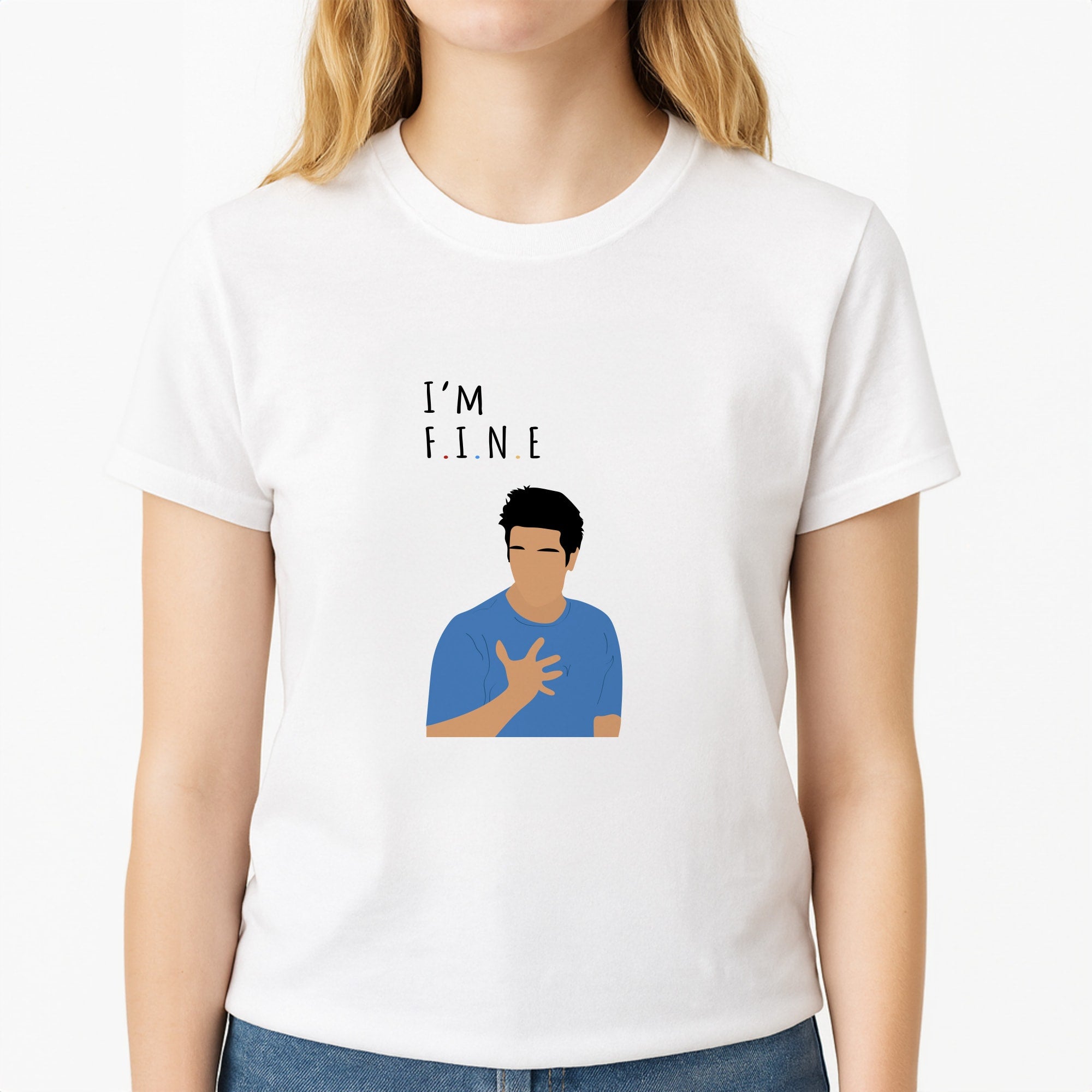 I'm Fine Unisex T-Shirt, worn by a female model