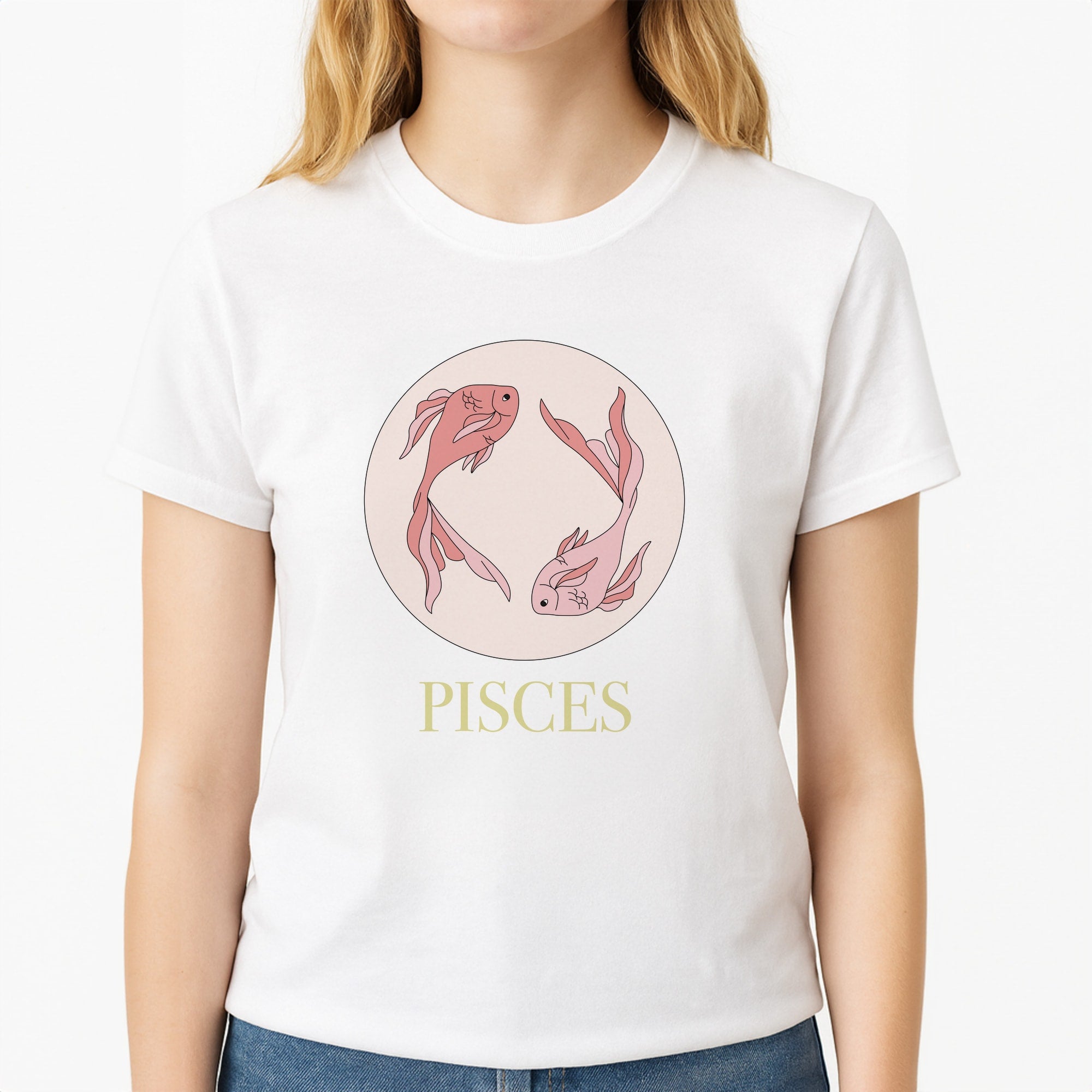 Pisces - Tarot Cards Unisex T-Shirt, worn by a female model