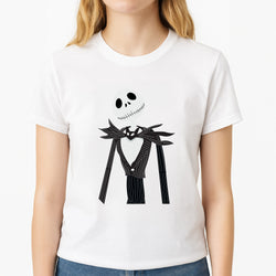 Jack Skellington Blue - TNBC Unisex T-Shirt, worn by a female model