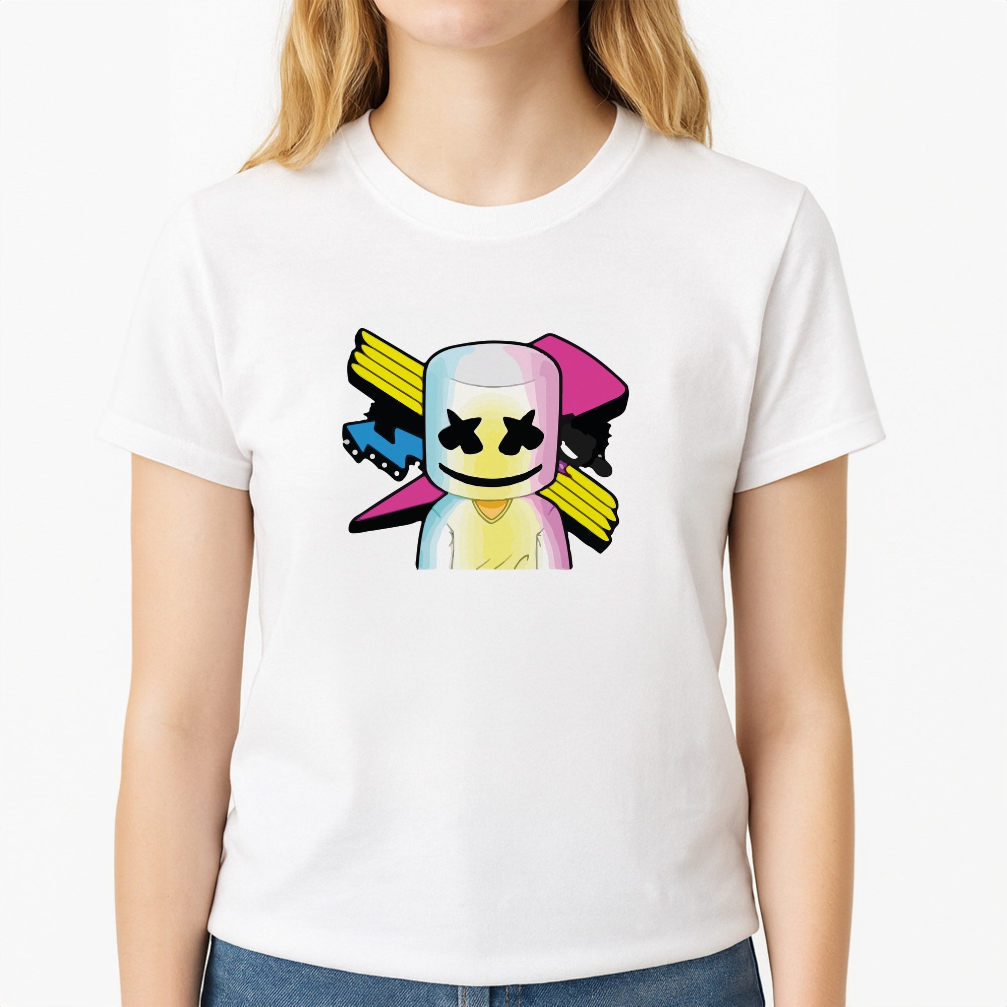 Neon Logo White Helmet DJ T-Shirt