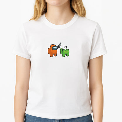 Among Gaming Killed Unisex T-Shirt, worn by a female model