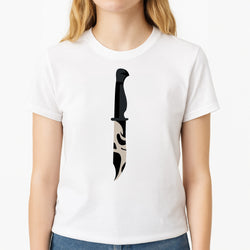 Ghostface Dagger - Scream Unisex T-Shirt, worn by a female model