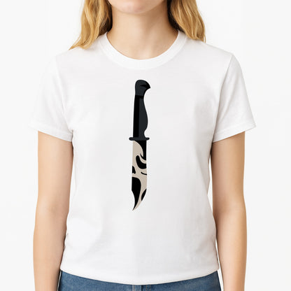 Ghostface Dagger - Scream Unisex T-Shirt, worn by a female model