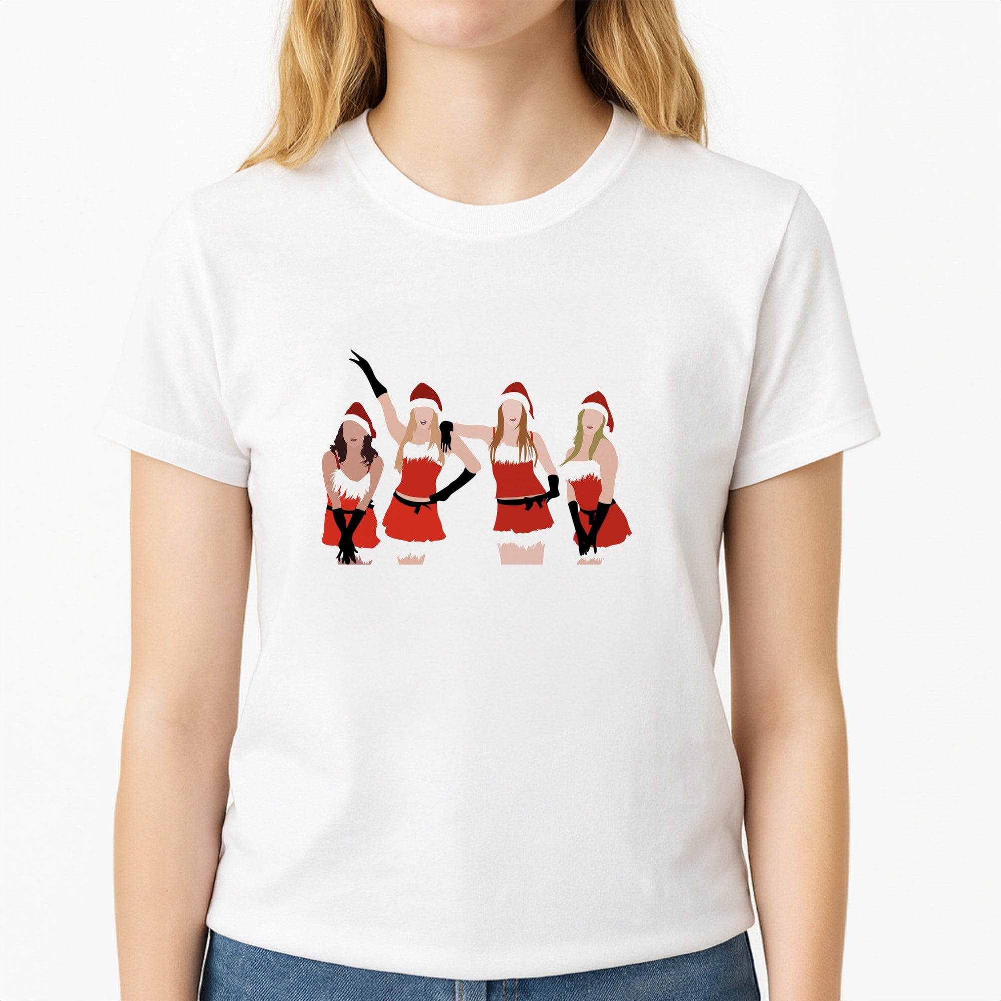 Meanies Christmas Unisex T-Shirt, worn by a female model