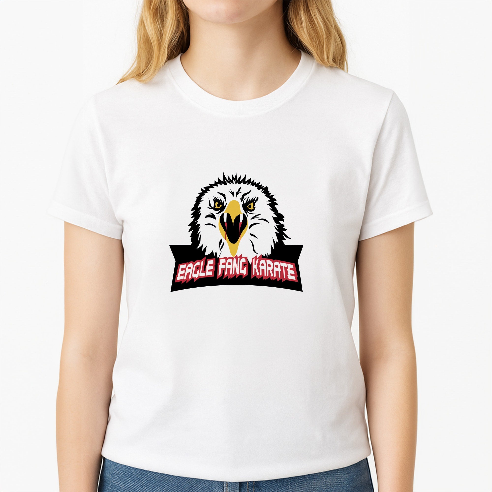Eagle Fang Karate - C Kai Unisex T-Shirt, worn by a female model