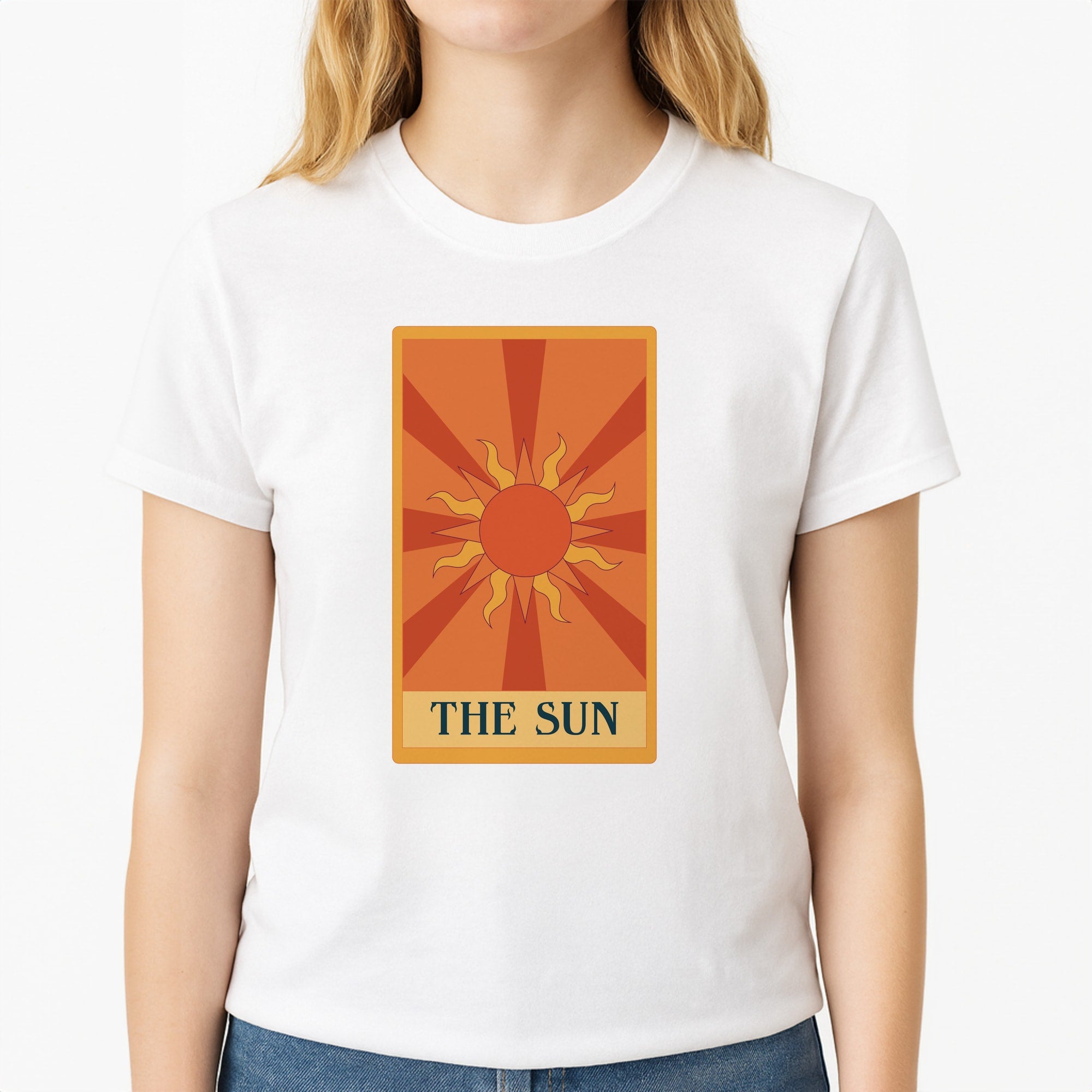 The Sun - Tarot Cards Unisex T-Shirt, worn by a female model