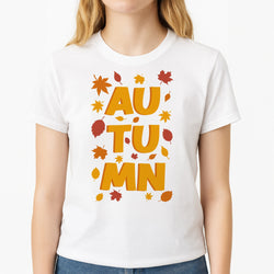 Leaves - Autumn Unisex T-Shirt, worn by a female model
