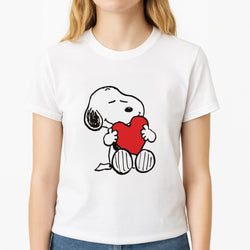 Snoopy - Valentine's Day Unisex T-Shirt, worn by a female model