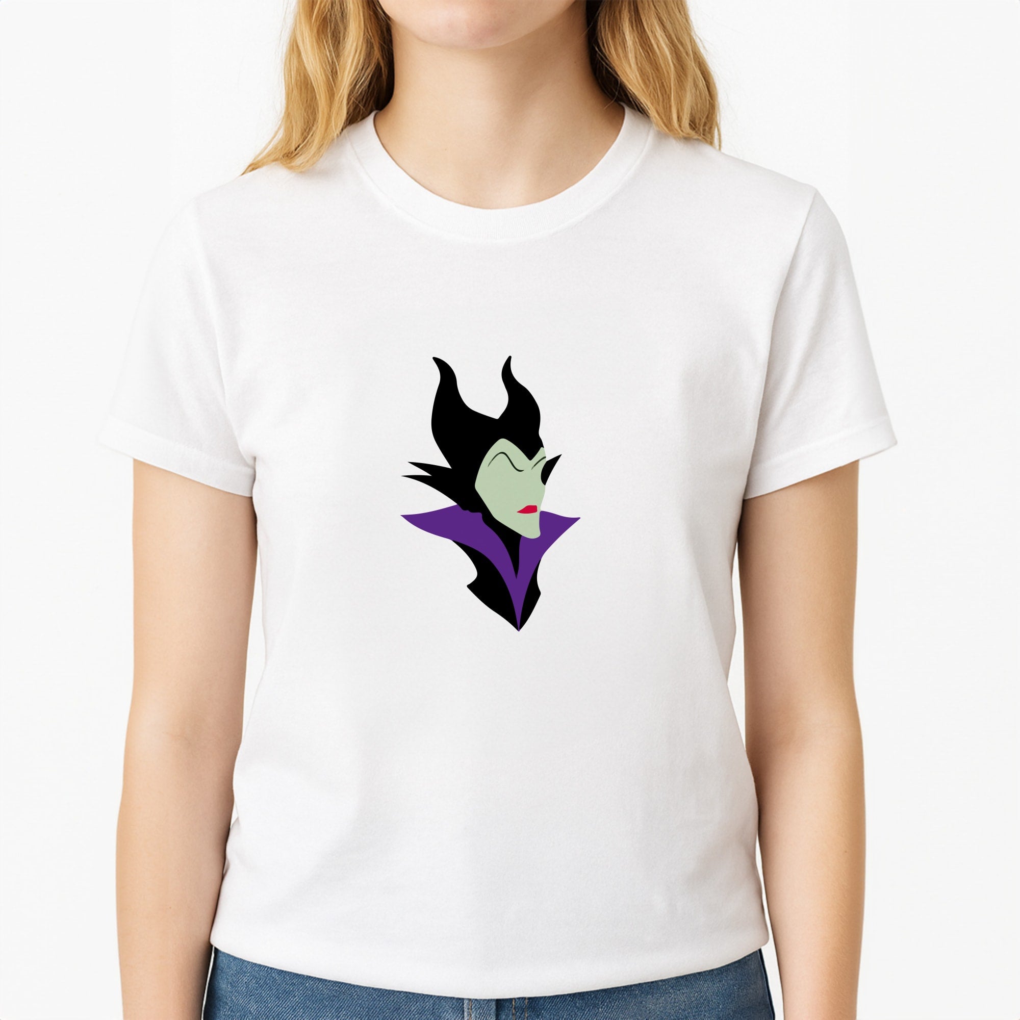 Maleficent Unisex T-Shirt, worn by a female model