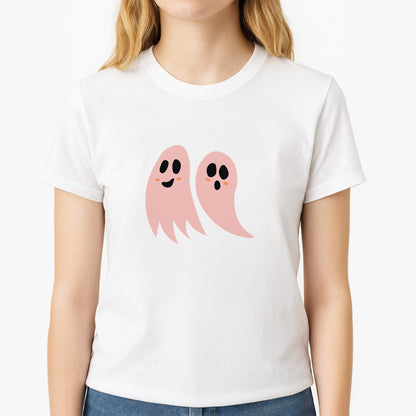 Halloween Pattern 18 Unisex T-Shirt, worn by a female model