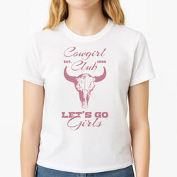 Cowgirl Club Unisex T-Shirt, worn by a female model