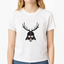 Christmas Darth Vader Unisex T-Shirt, worn by a female model