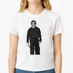 Knife - Myers Unisex T-Shirt, worn by a female model