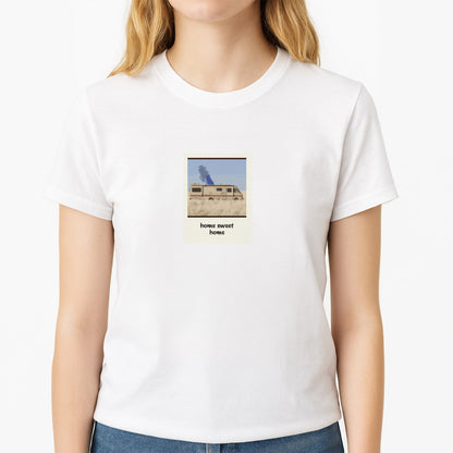 Home Sweet Home Unisex T-Shirt, worn by a female model