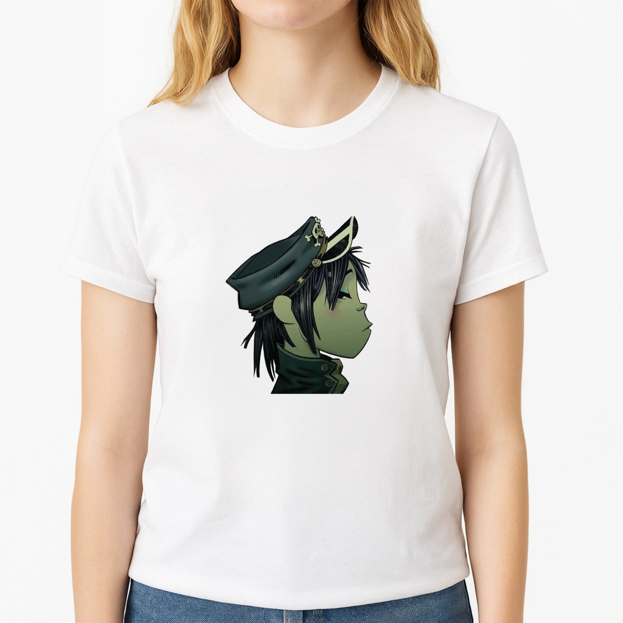 Green 2d Unisex T-Shirt, worn by a female model