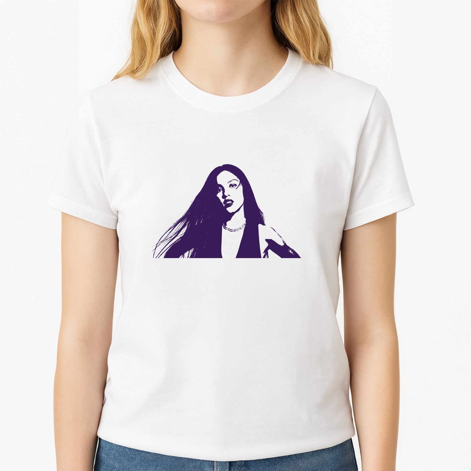 Stars And Butterflies Pattern Unisex T-Shirt, worn by a female model