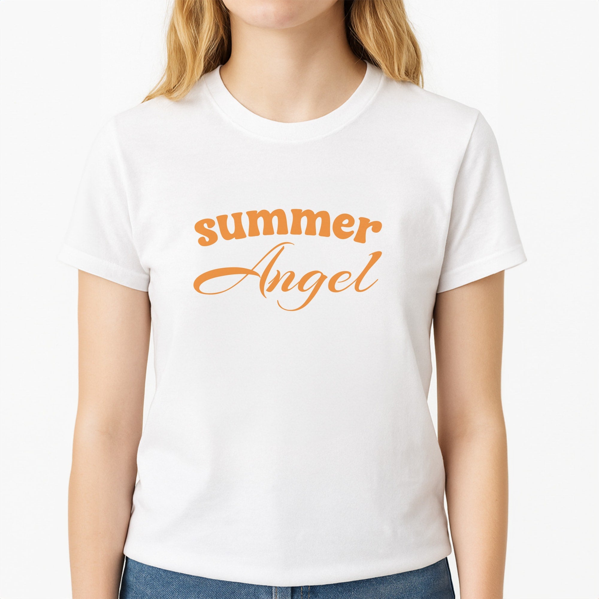 Summer Angel Unisex T-Shirt, worn by a female model