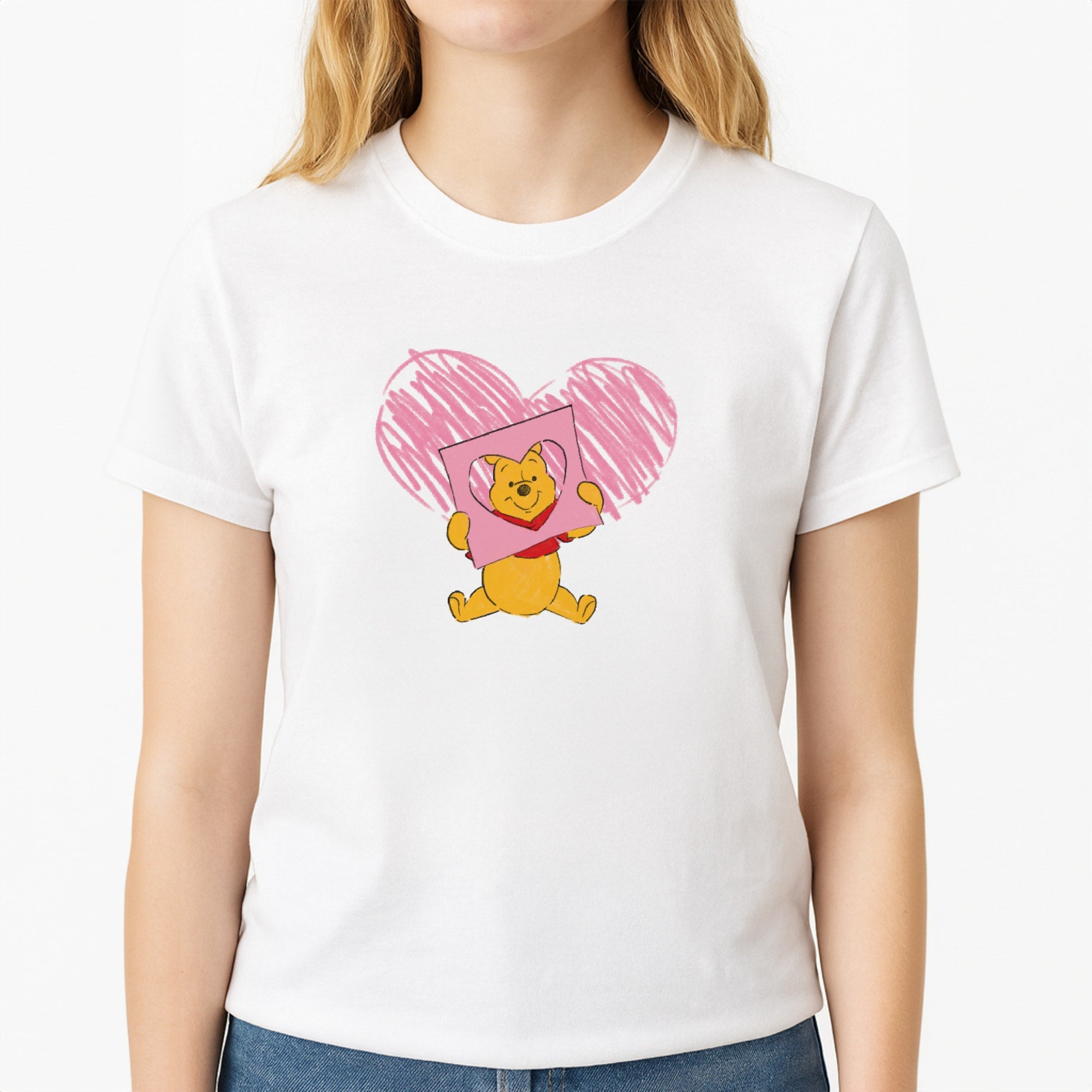 Pooh Heart Drawing Valentine's T-Shirt