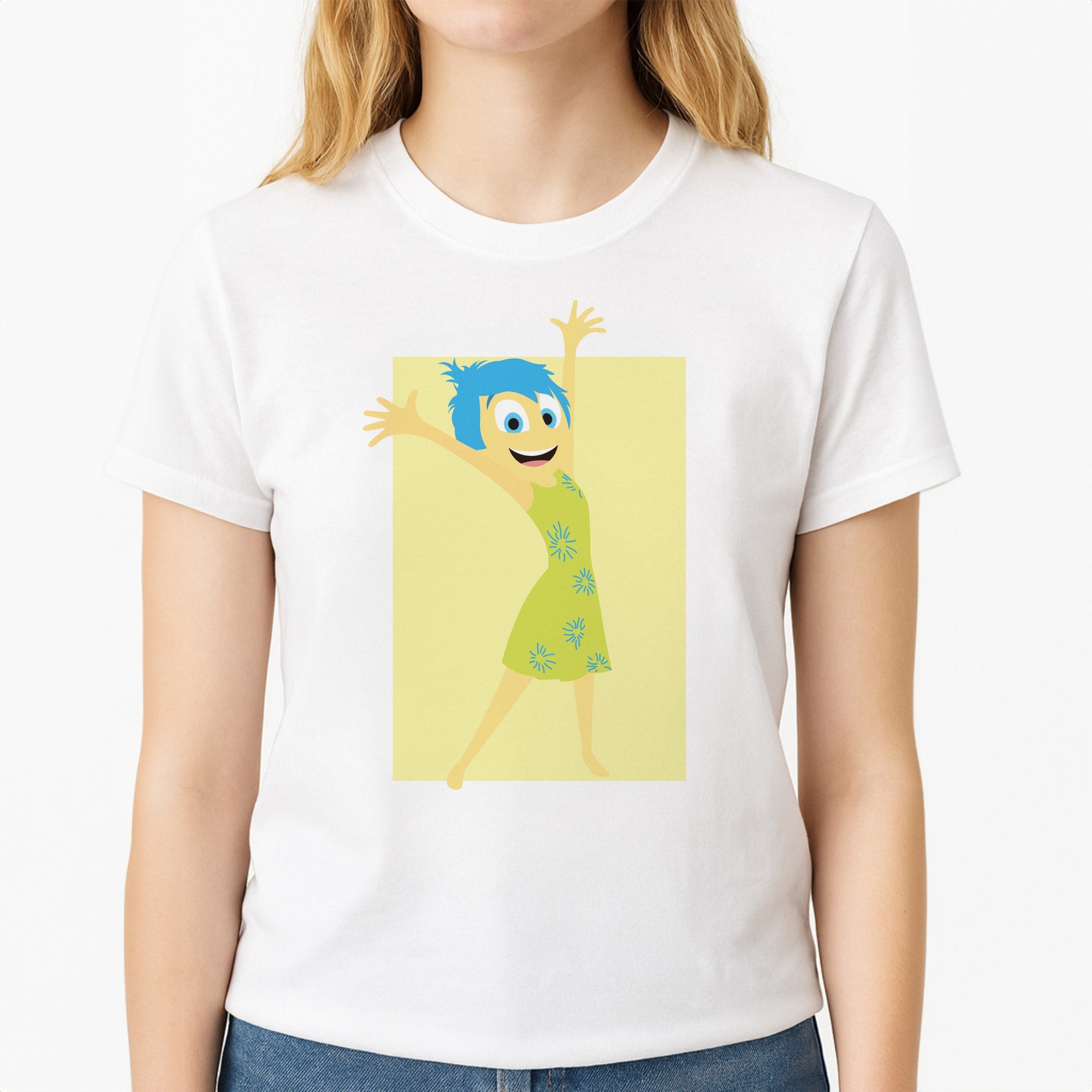 Joy - Inside Out Unisex T-Shirt, worn by a female model