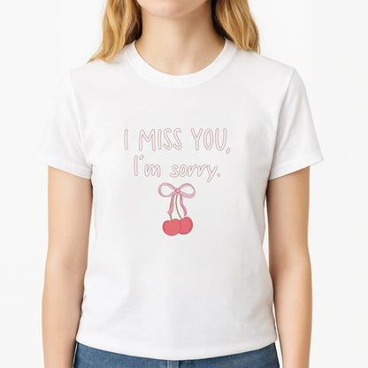 I Miss You , I'm Sorry - Abrams Unisex T-Shirt, worn by a female model