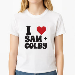 I Love S & C Unisex T-Shirt, worn by a female model