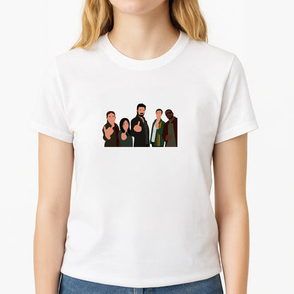The Boys Unisex T-Shirt, worn by a female model