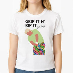 Grip It N Rip It  Unisex T-Shirt, worn by a female model