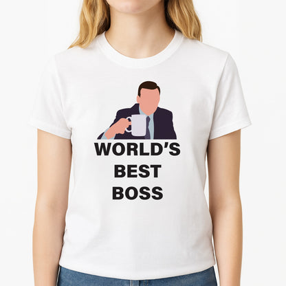 World's Best Boss - The Office Unisex T-Shirt, worn by a female model