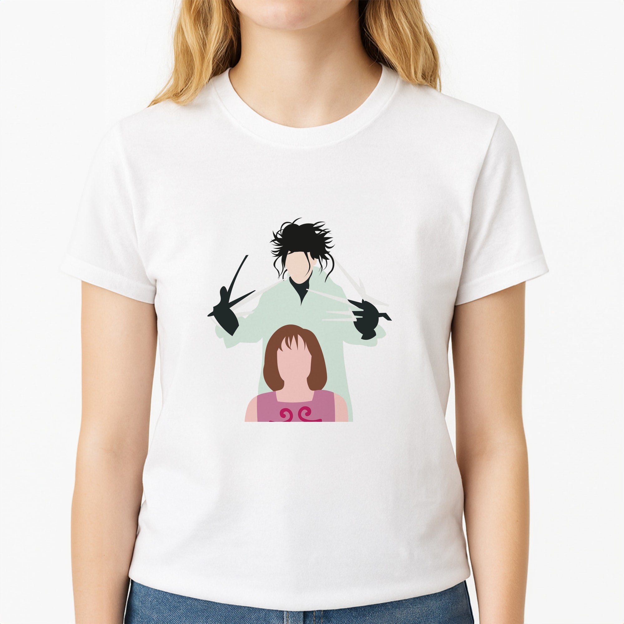 Standing - Scissorhands Unisex T-Shirt, worn by a female model
