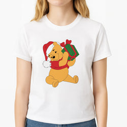 Winnie Christmas Unisex T-Shirt, worn by a female model