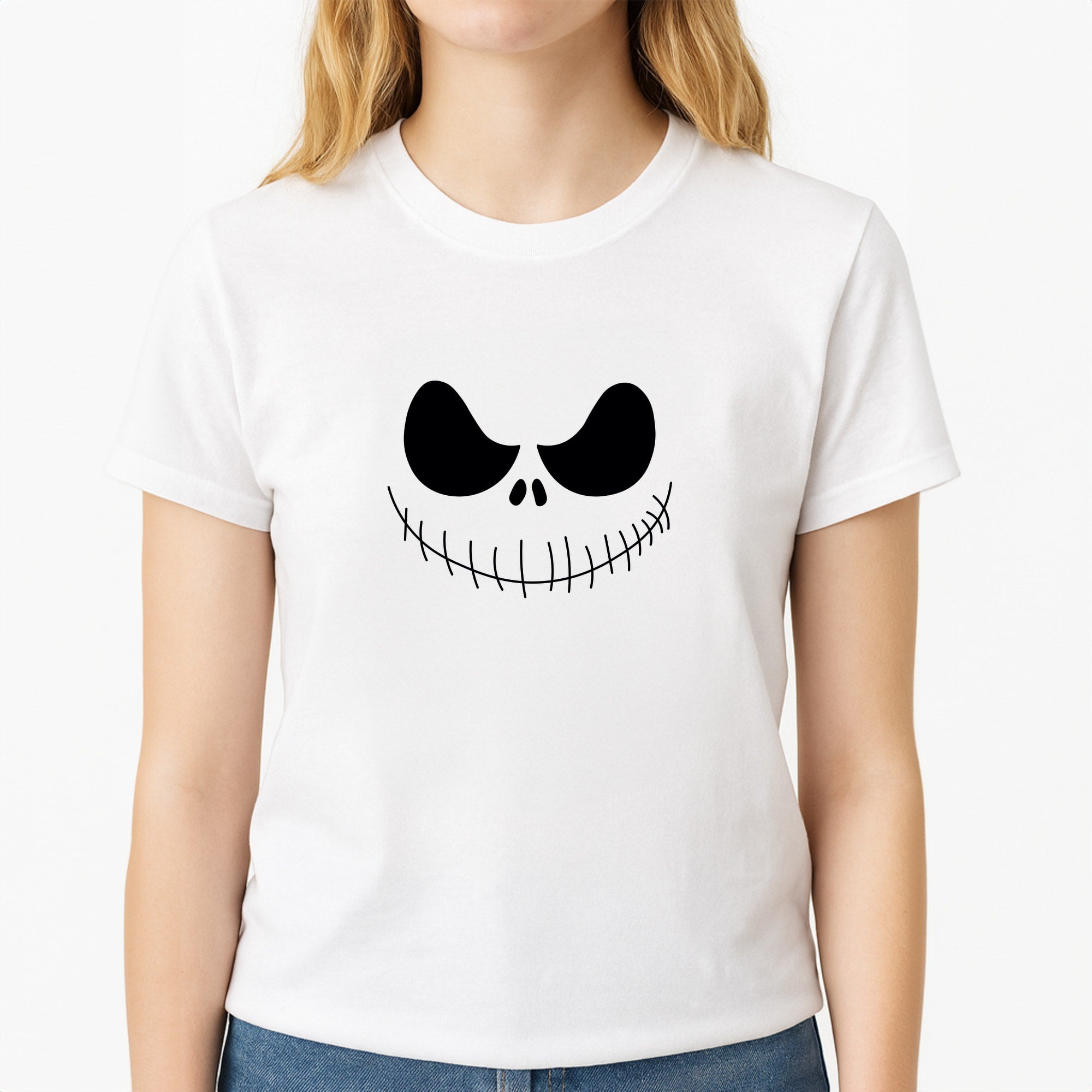 Jack Face - TNBC Unisex T-Shirt, worn by a female model