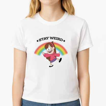 Stay Weird Unisex T-Shirt, worn by a female model