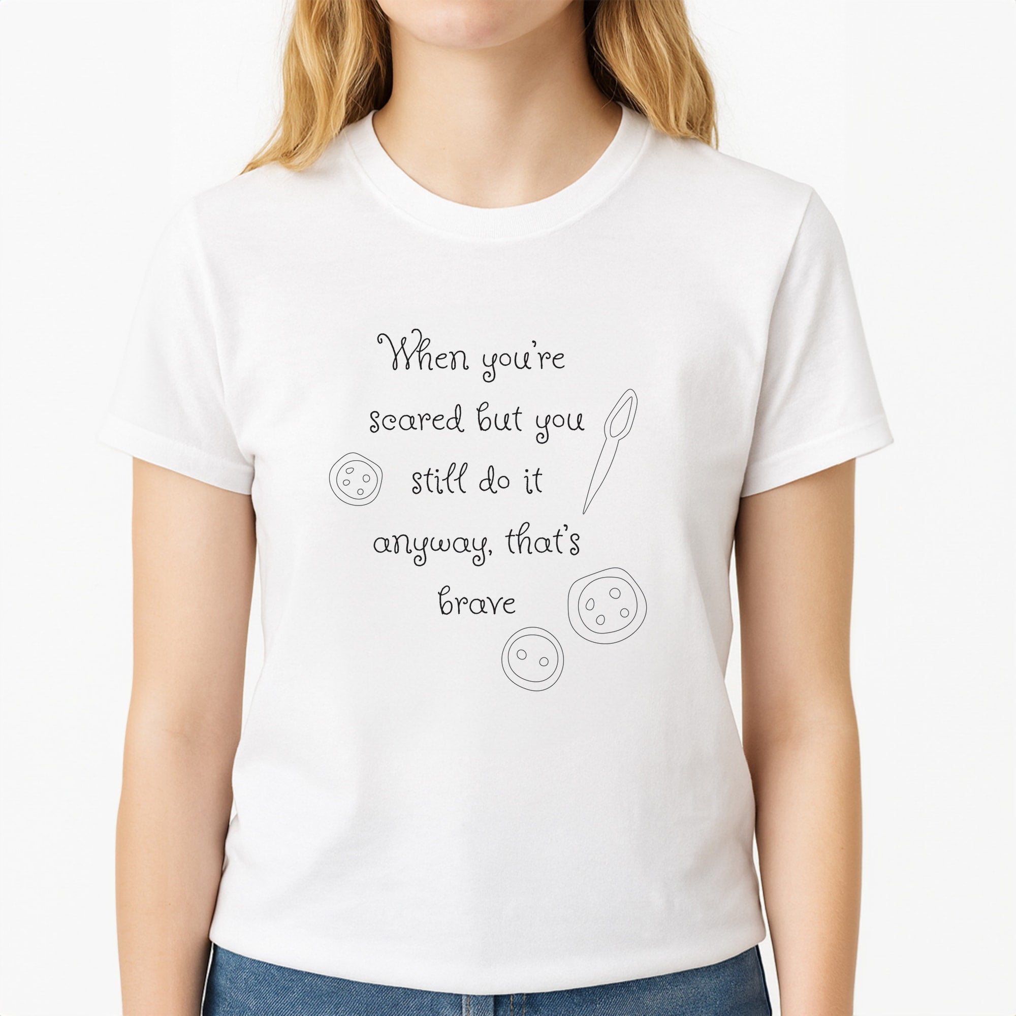 That's Brave Unisex T-Shirt, worn by a female model
