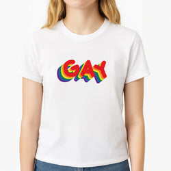 Gay Rainbow - Pride Unisex T-Shirt, worn by a female model