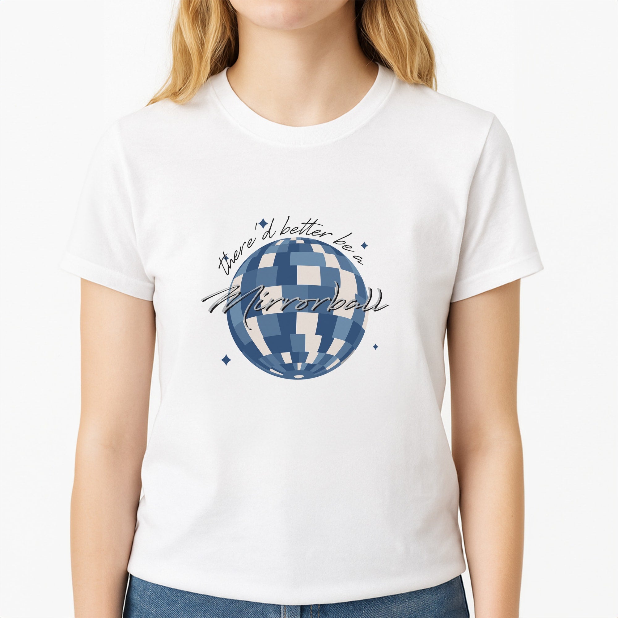 Mirrorball Unisex T-Shirt, worn by a female model