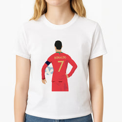 Ronaldo - Football Unisex T-Shirt, worn by a female model