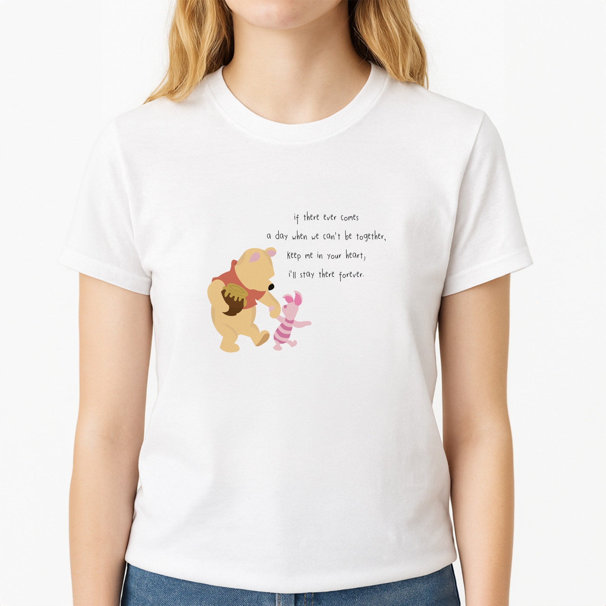 I'll Stay There Forever - Winnie Unisex T-Shirt, worn by a female model