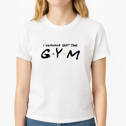 I Wanna Quit The GYM Unisex T-Shirt, worn by a female model