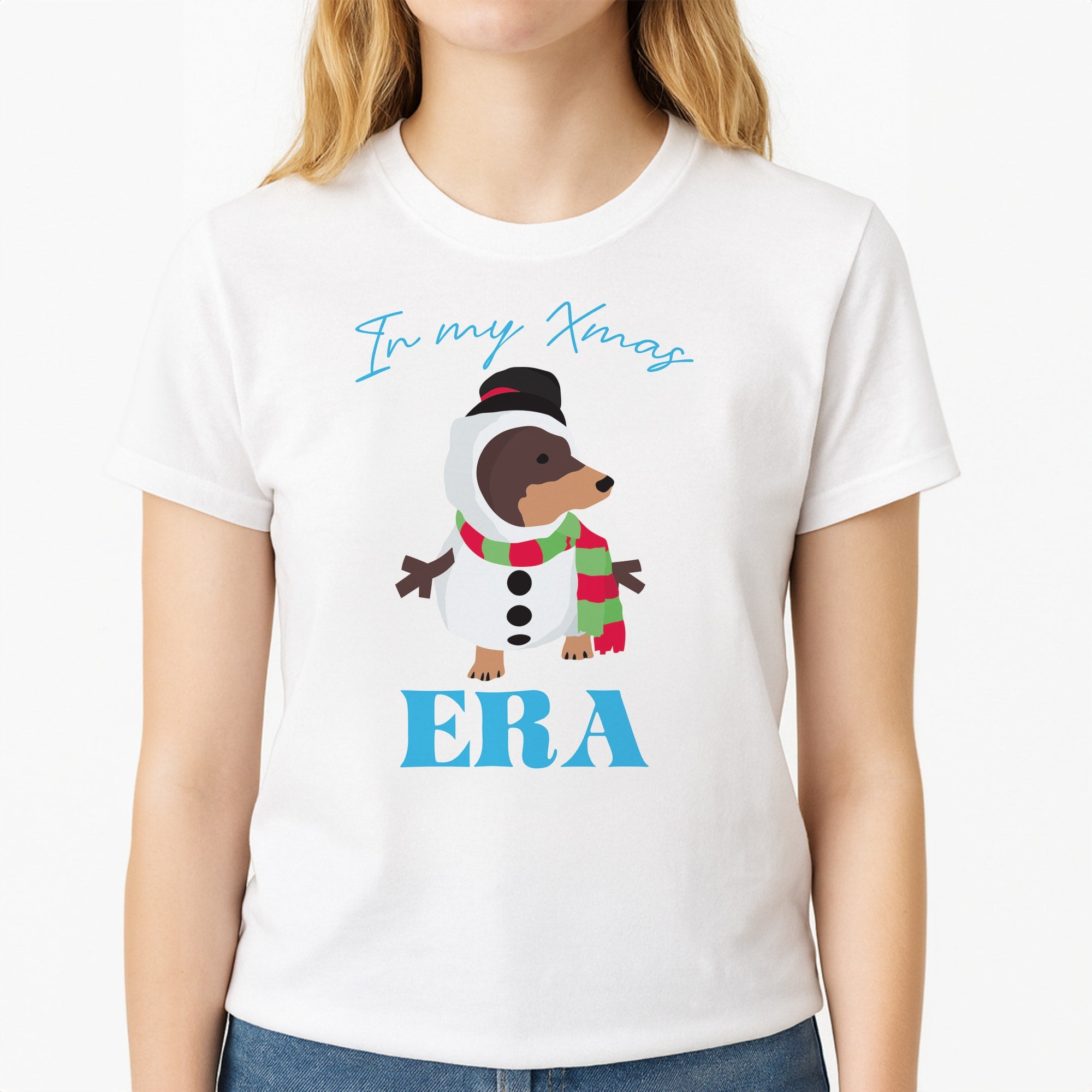 It's My Xmas Era Dog Unisex T-Shirt, worn by a female model