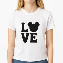 Mouse Love Valentine's Unisex T-Shirt, worn by a female model