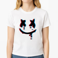 Blue Blur - White Helmet DJ Unisex T-Shirt, worn by a female model