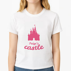 Fairytale Castle - Personalised Fairytale Unisex T-Shirt, worn by a female model