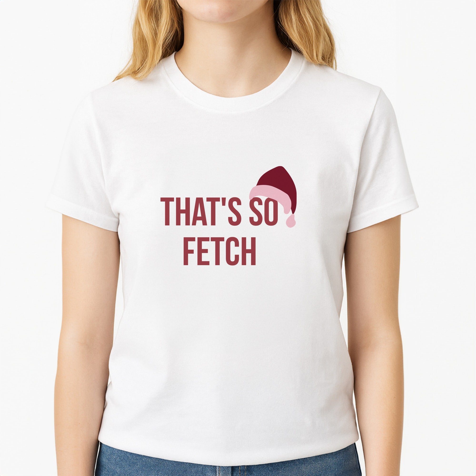 That's So Fetch - Christmas Meanies Unisex T-Shirt, worn by a female model