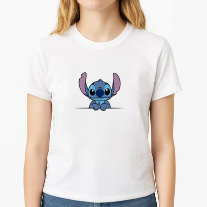 Alien Blue Leaning Unisex T-Shirt, worn by a female model