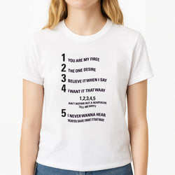 I Want It That Way - B99 Unisex T-Shirt, worn by a female model