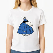 Cartoon Beagle Puffer Jacket Blue T-Shirt 3