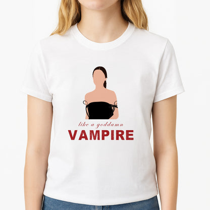 Goddamn Vampire Unisex T-Shirt, worn by a female model