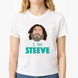 Jack I Am Steve Unisex T-Shirt, worn by a female model